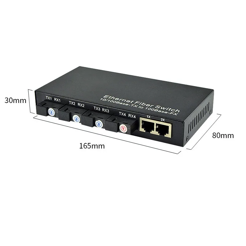 10/100Base-TX к 100Base-FX кабелям Ethernet для волоконных преобразователей 10/100 м 4 волокна и 2 RJ45