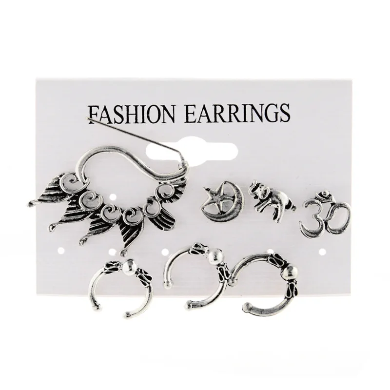 Новые серьги гвоздики в виде слона стиле панк с большим павлином Винтажный