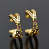 2021 new simple women ear bracelet fashion jewelry cross no piercing earring small girl clip 4ar micro pave cz earrings