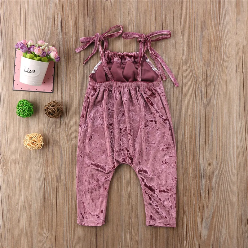 Летние милые Дети для маленьких девочек без рукавов ремень Общая ползунки