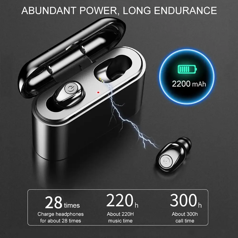 GIAUSA X8S беспроводные наушники 5D стерео звук мини TWS Спорт Earbus 1200 мАч~ 2200 мАч Внешний аккумулятор Поддержка IOS дисплей питания