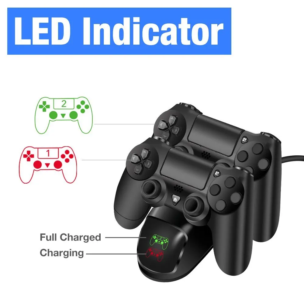 ДОБЕ PS4 Slim/PS4 Pro светодио дный контроллер Зарядное устройство двойной зарядка