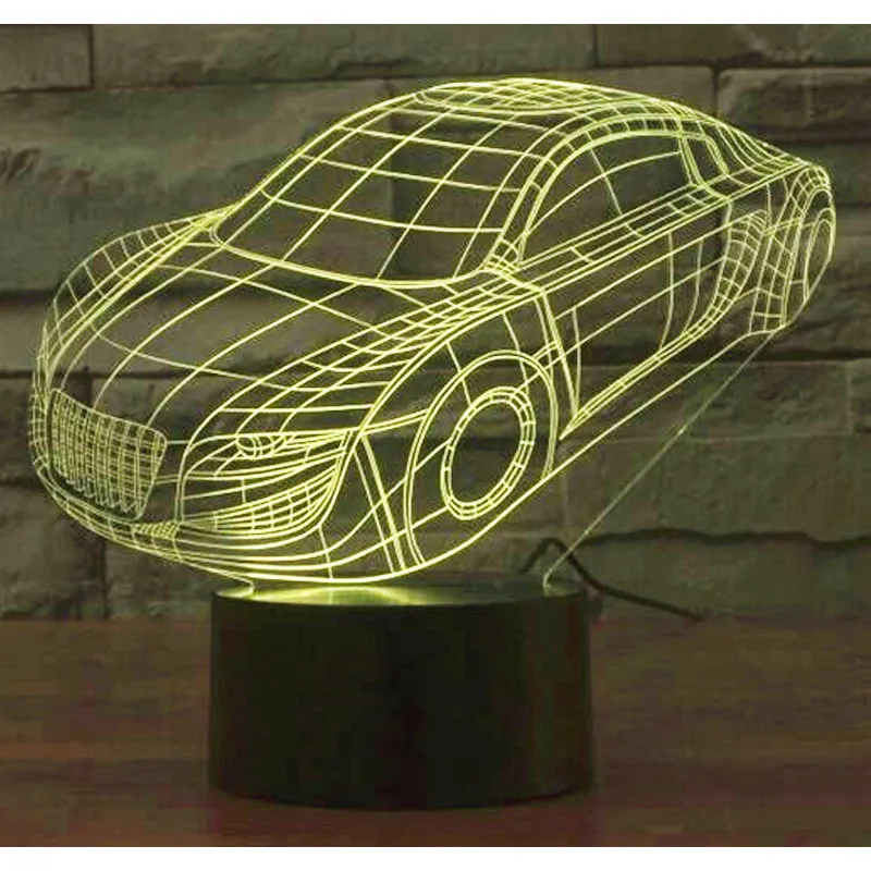 3D светодиодный ночсветильник динамический автомобиль с 7 цветсветильник для