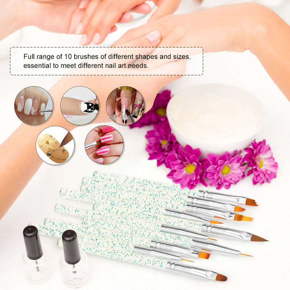 10 шт./компл. кисть для дизайна ногтей Рисование ручка инструменты маникюра