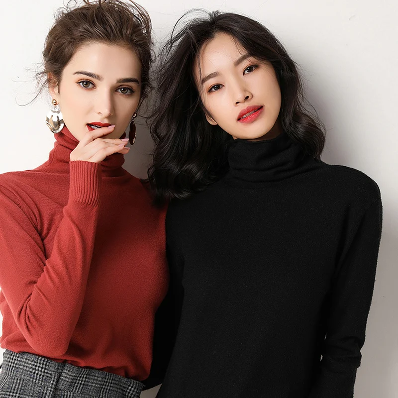 Новый осенне-зимний женский свитер с высоким воротником Модный кашемировый