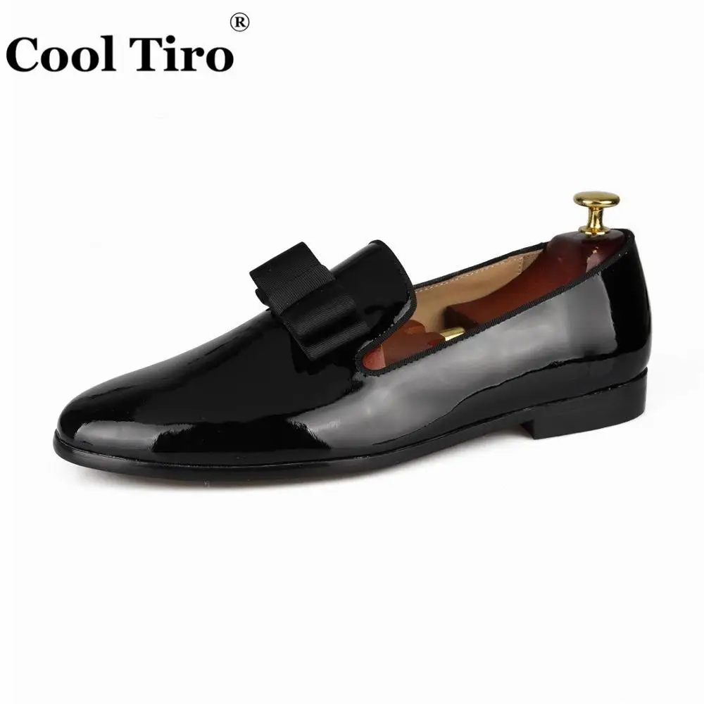 Cool Tiro Black Patent leather Loafers Men's Dress Shoes Moccasins Slippers Silk Bow tie Formal Wedding Business Casual Flats | Обувь