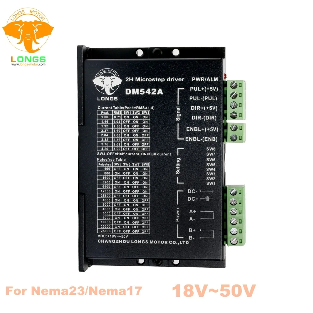 Драйвер шагового двигателя DM542A 18 ~ 50 в пост. Тока 128 micsteps|Шаговый двигатель| |