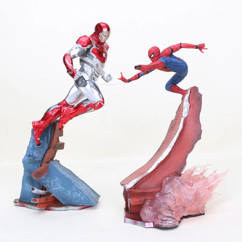 22-27 см игрушки Marvel Мстители Фигурка Человека-паука Железный человек танос Марк MK47 Дэдпул Дэнверс статуя ко железная студия фигурки