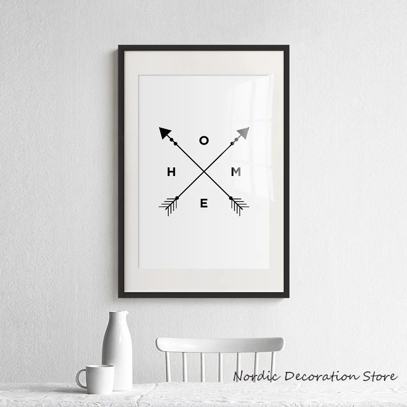 Black And White Dandelion Posters Prints Letter Love Wall Art Canvas Feather Painting Pictures For Living Room Unframed | Дом и сад