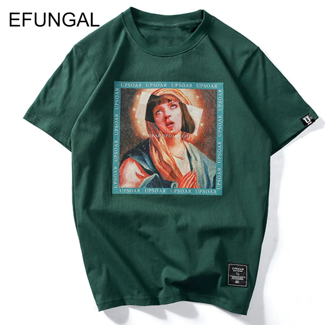 Мужская футболка с коротким рукавом EFUNGAL Harajuku Повседневная хлопковая Футболка в