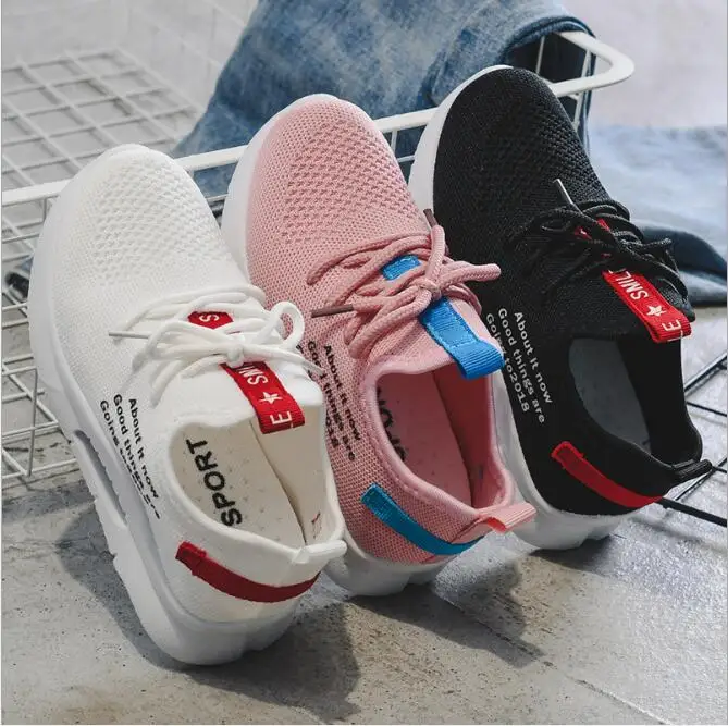 Детская обувь для отдыха девочек Новинка 2019 года Модная трикотажная детская