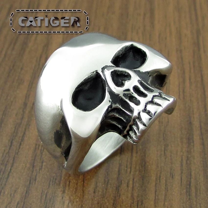 Бесплатная доставка кольца в виде черепа из нержавеющей стали 316L для мужчин