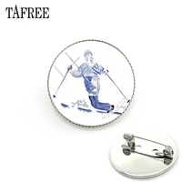 tafree fashion jewelry snowboarding lovers round metal lapel pins skiing project glass round pins badge gift sg06