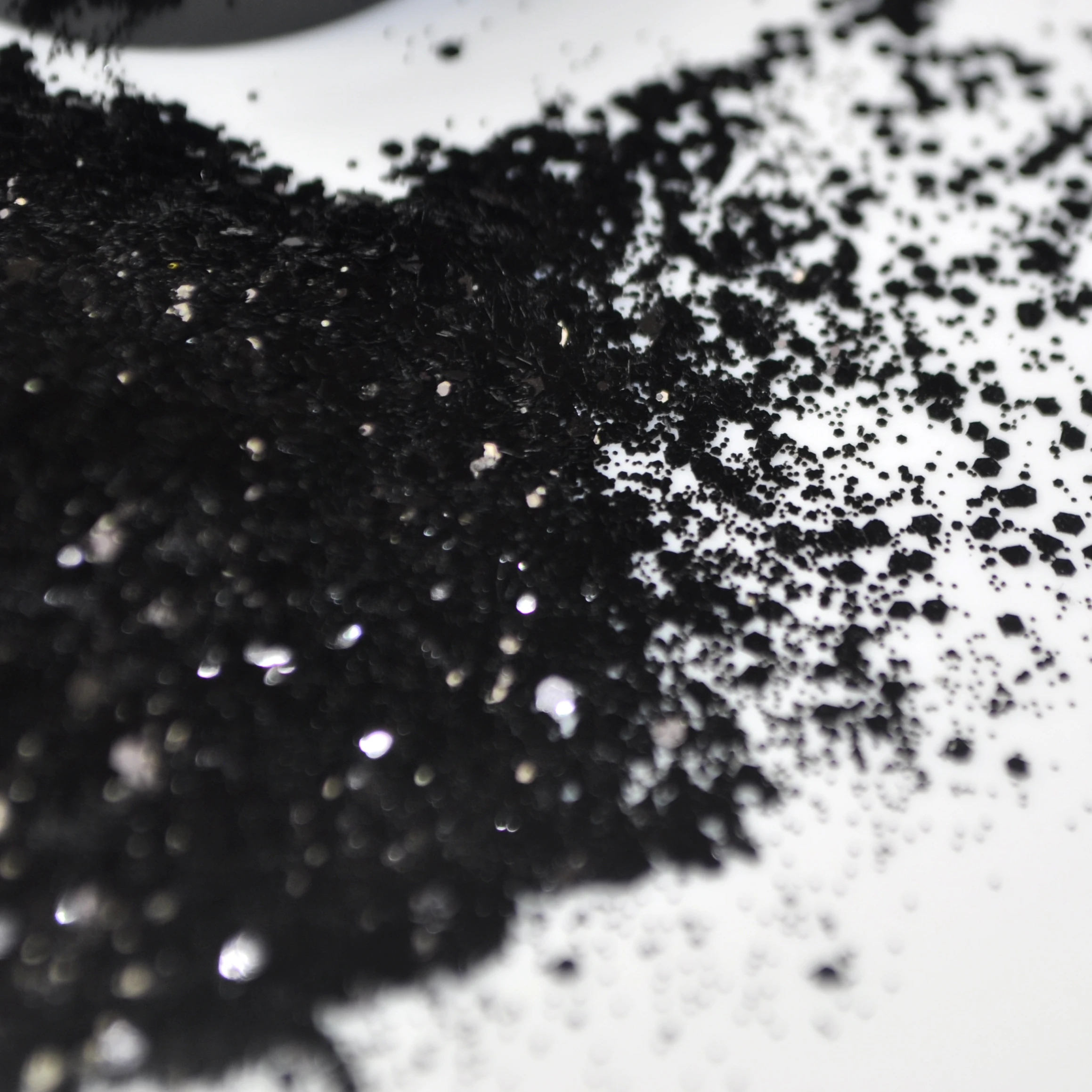 Блестящий Порошок для нейл-арта чистый черный смешанный размер блестящий