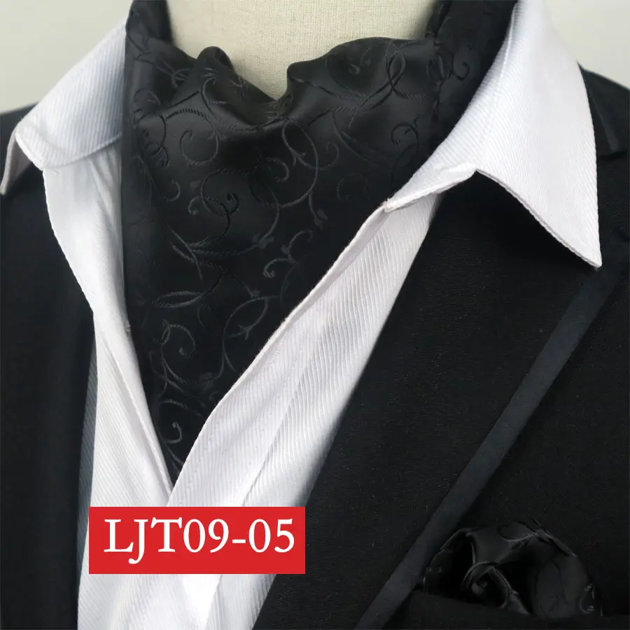 SMT-LJT09-05 YISHLINE мужской роскошный Шелковый Аскот галстук набор мужской галстук и платок Набор Цветочный Пейсли в горошек Карманный квадратный набор для свадебной вечеринки - Цвет: SMT-LJT09-05