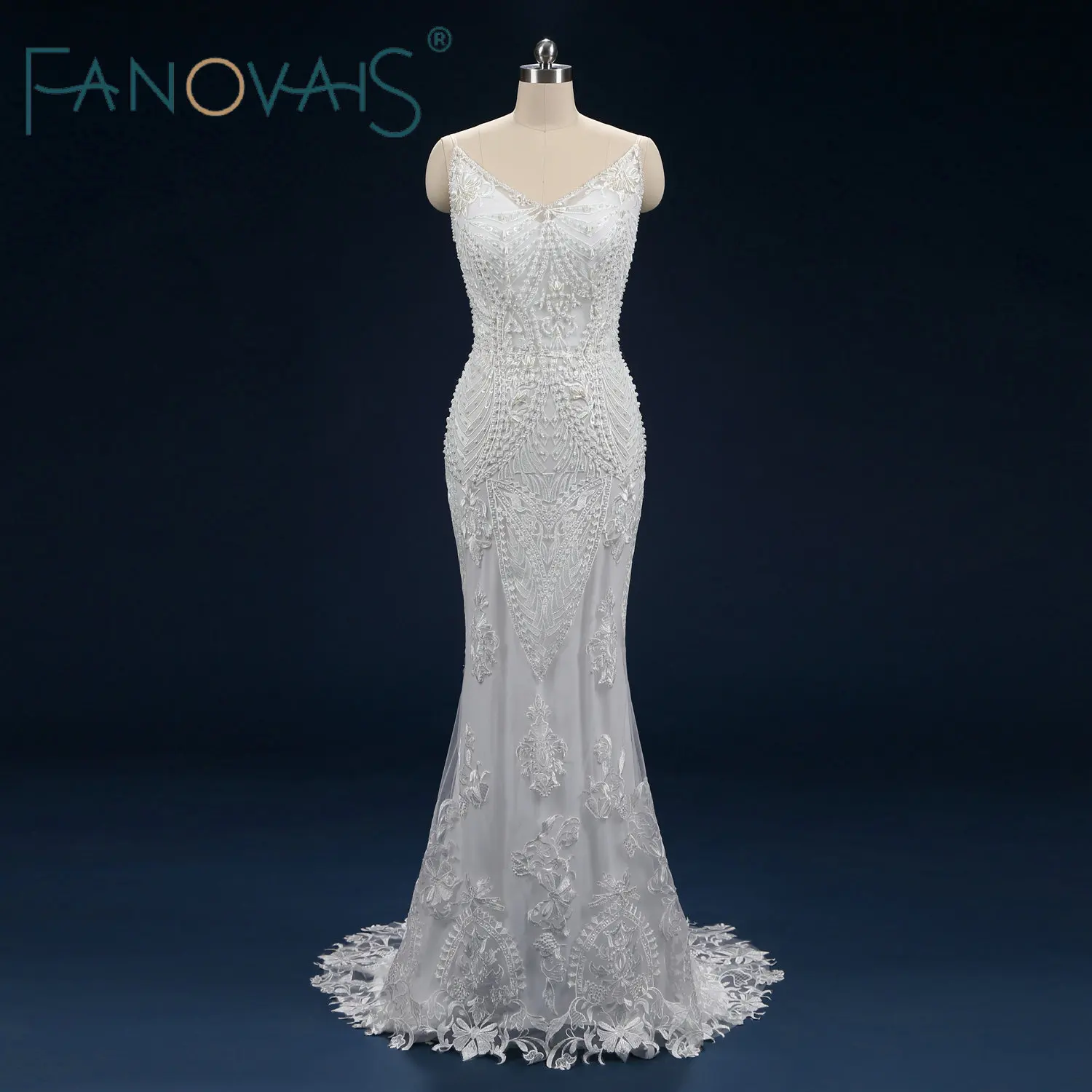 Роскошные Кружева Русалка Свадебные Платья 2019 Полный Бисер Кристалл Vestido De Novia
