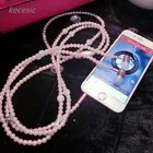 Kecesic модные Украшенные бриллиантами жемчугом ожерелье цепь наушники стерео наушники с микрофоном для iphone Samsung ПК элегантный стиль