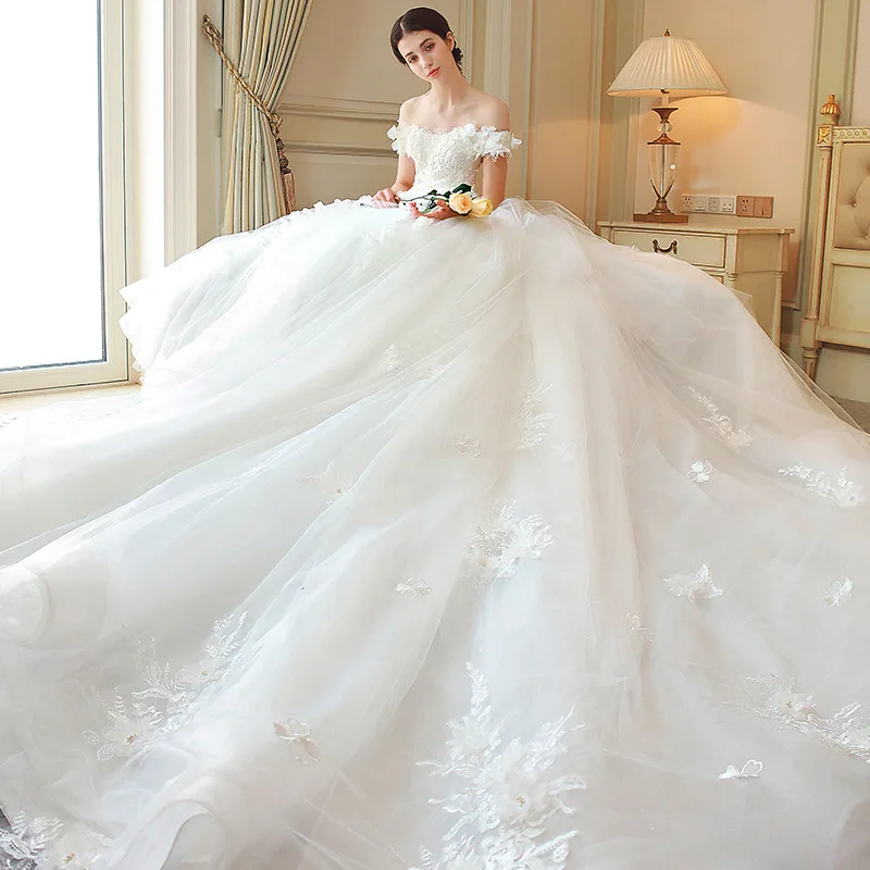 Бальное платье принцессы свадебные платья 2019 кружевное с аппликацией
