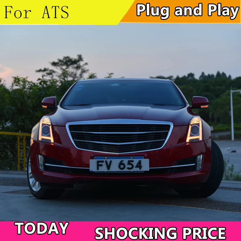 Автомобильный Стайлинг для Cadillac ATS светодиодные фары- для ATS светодиодный светодиодные DRL головной свет аксессуары hid комплект светодиодный указатель поворота