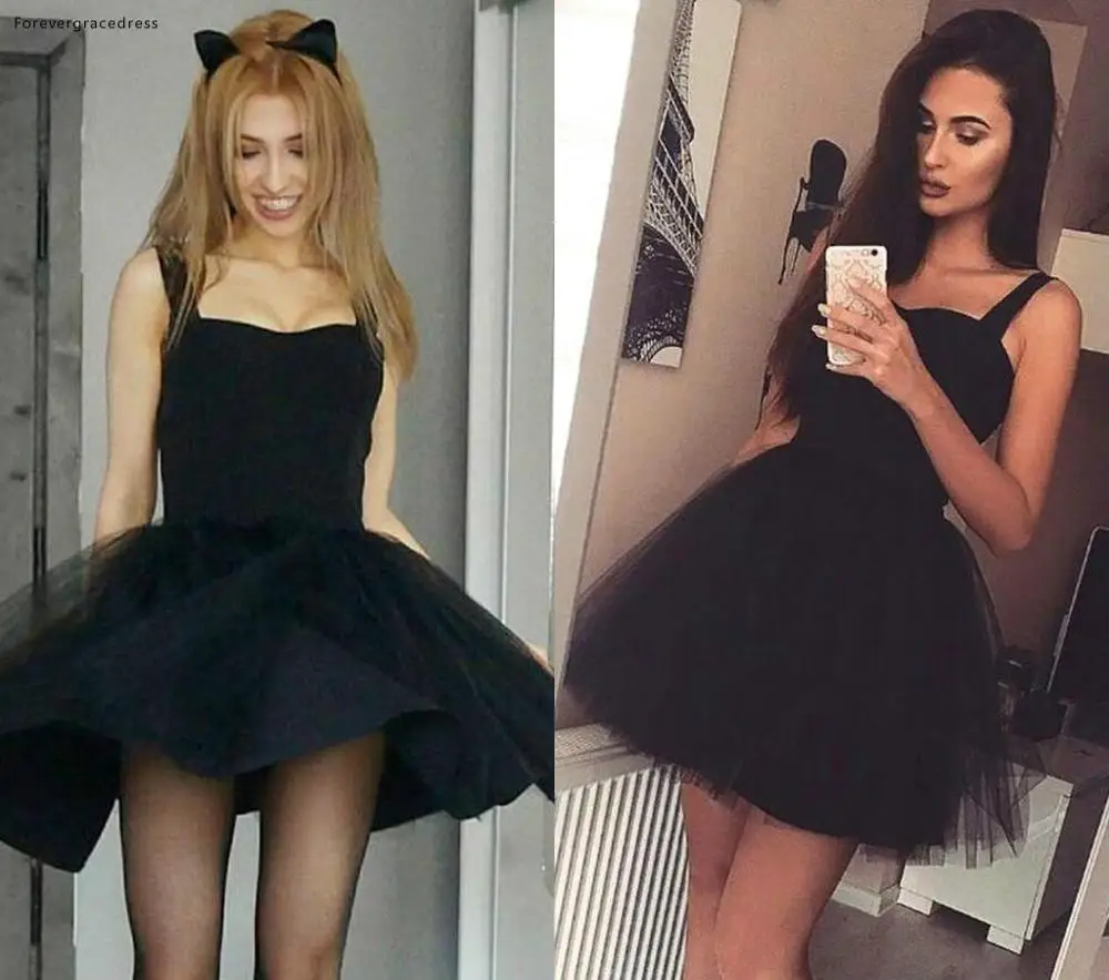 Маленькие черные коктейльные платья 2019 Арабская Дубай Стиль A Line короткая мини