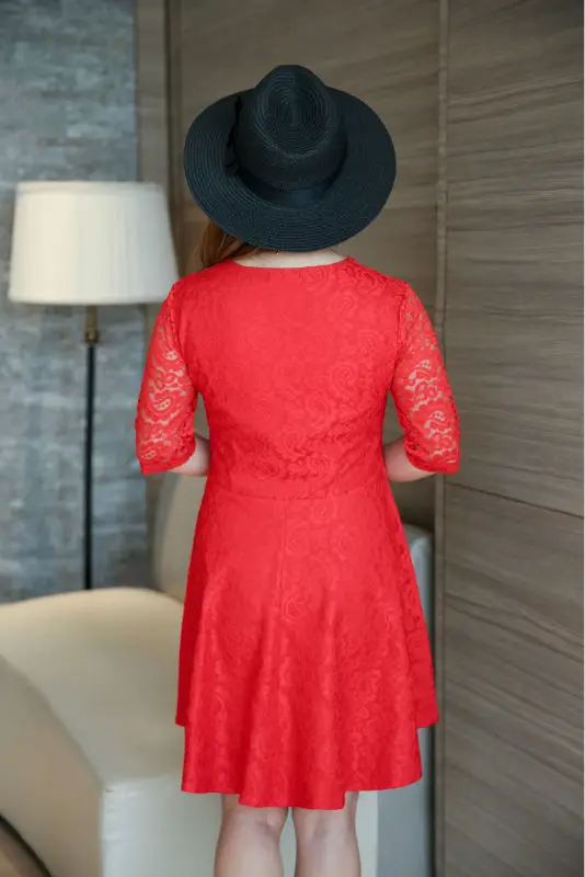 Женское кружевное платье туника MINSUNDA элегантное ажурное с коротким рукавом и