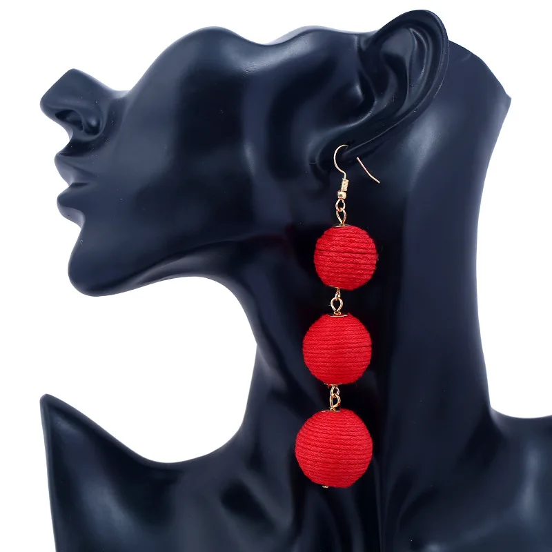 Colorful Thread Wrapped Ball Earring Bohemian Rope Dangle | Украшения и аксессуары
