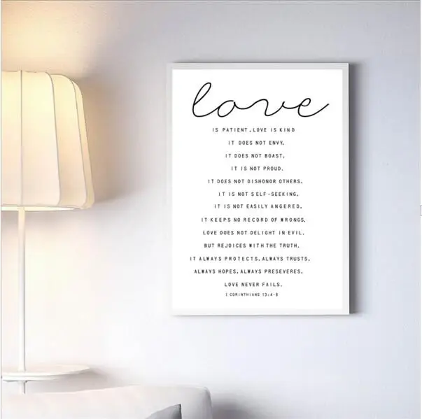 Цельный Черный и белый цвета персонажа картина с цитатой Love is пациента wall art