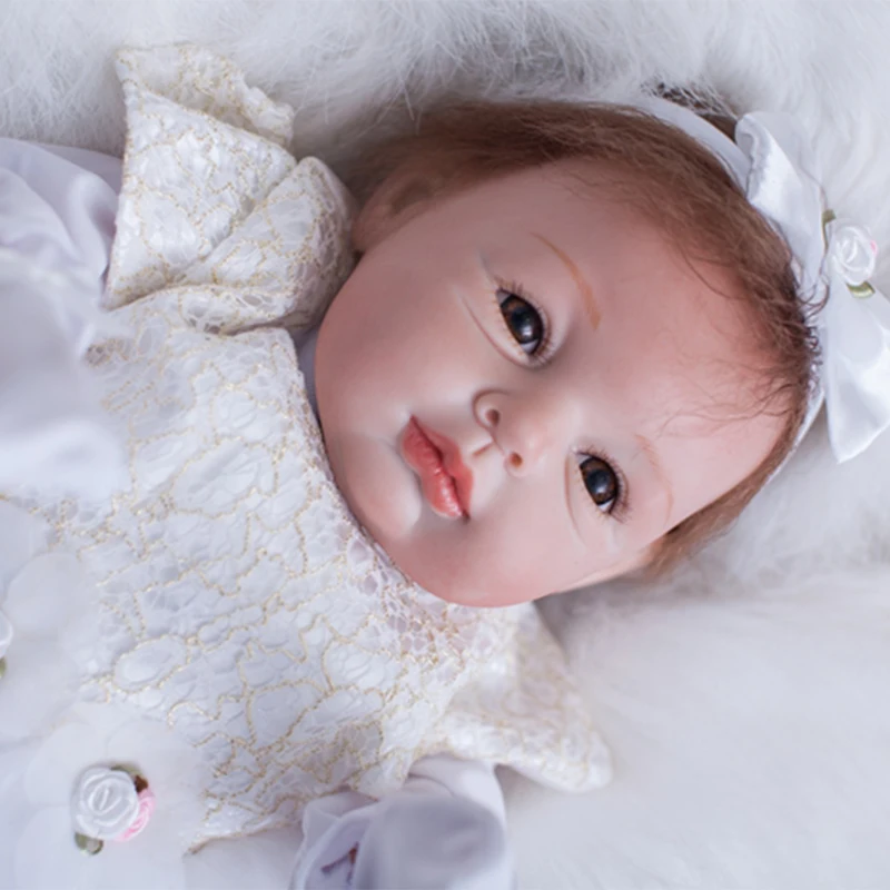 Nicery 20-22 дюймов 50-55 см Bebe Кукла реборн Мягкий Силиконовый мальчик девочка игрушка реборн кукла подарок для ребенка белая пряжа платье