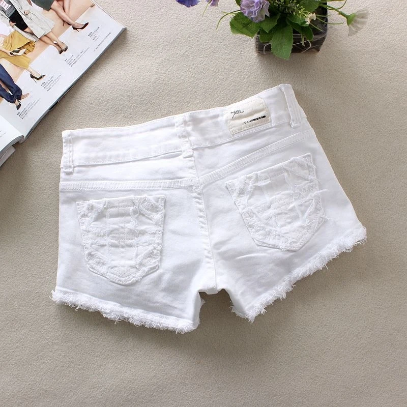 

Black/White Spring Summer Denim Shorts Ripped Casual Middle Waist Fashion Stretchy Sexy Jeans Shorts Shorts Femme S/2Xl J2885