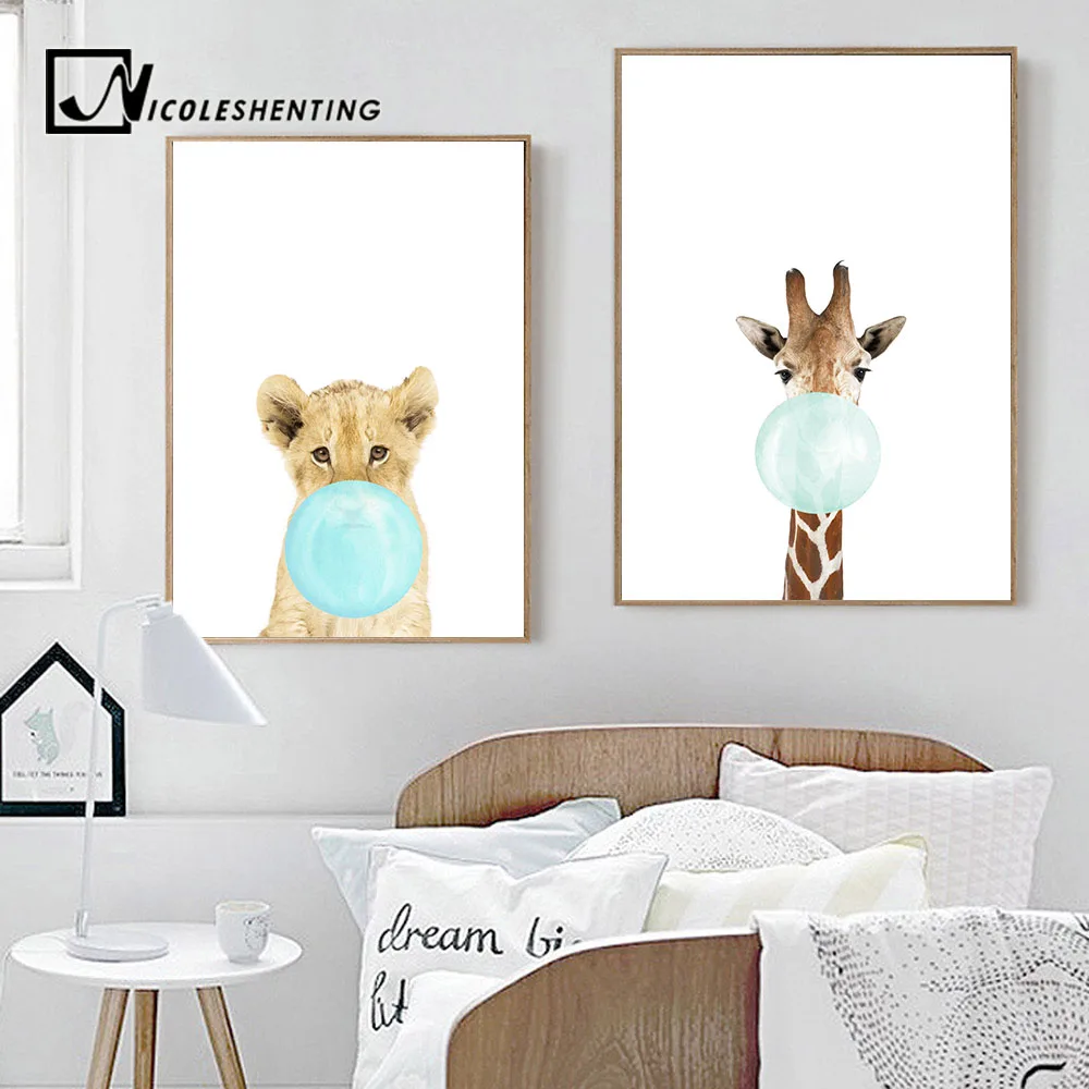 NICOLESHENTING Baby Animal Zebra Girafe Canvas Poster Nursery Wall Art Print Painting Nordic Picture Children Bedroom Decoration |