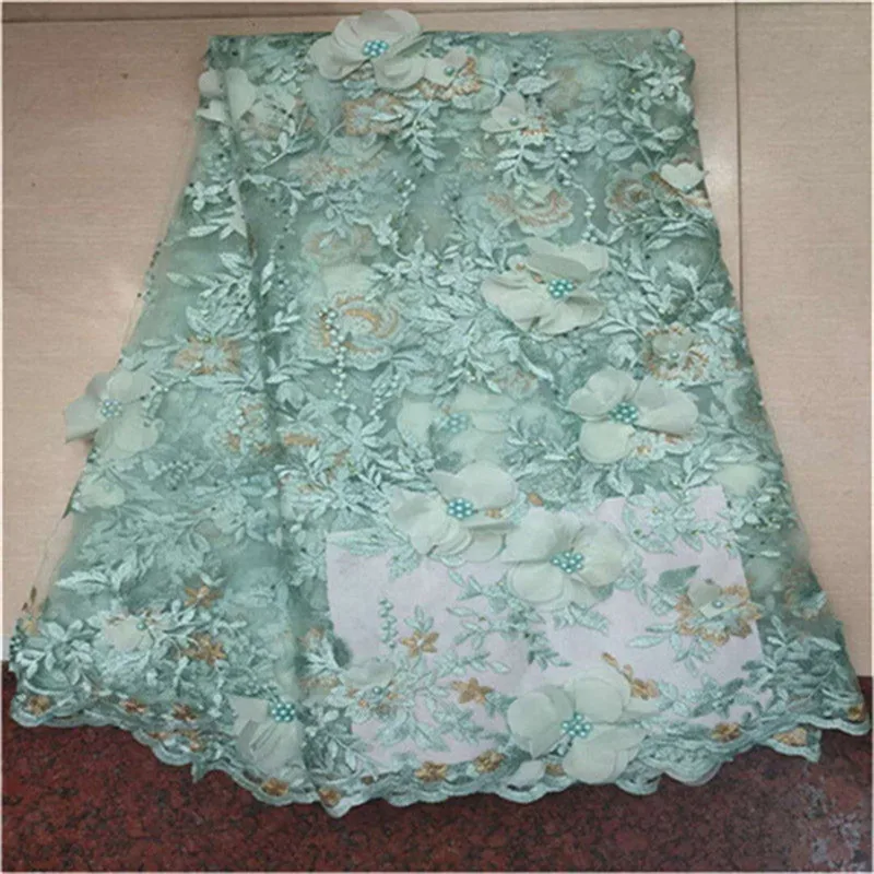 Высококачественная Тюлевая кружевная 3D Цветочная африканская ткань с камнями