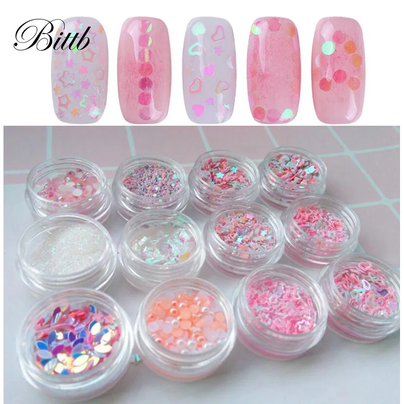 Пилочки для ногтей bittb блестки перламутровые с блестками украшения в виде сердца
