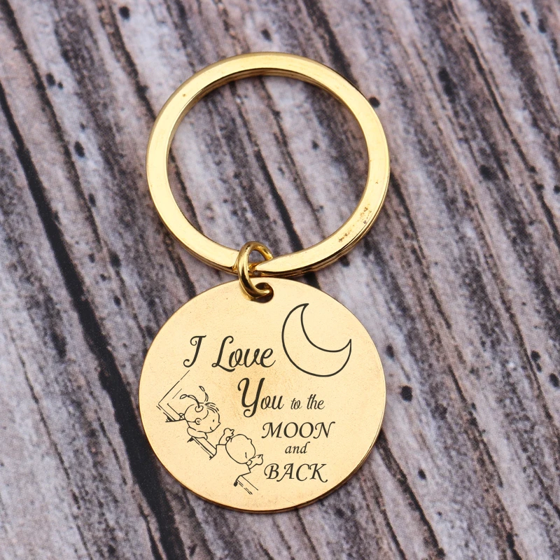 Круглые брелки с рисунками из мультфильмов в новом дизайне гравировкой I Love You To The