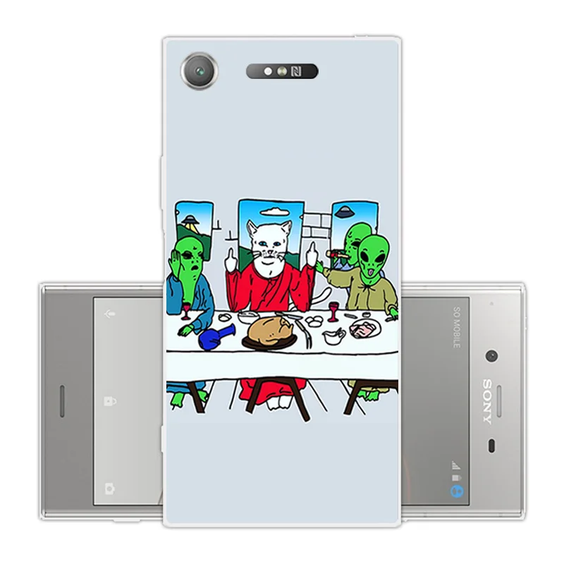For Sony Xperia XZ1 5.2 inch Soft Silicone Cases Back Phone CuteCat Cover Clear TPU Dual F8342 Slim Coques |