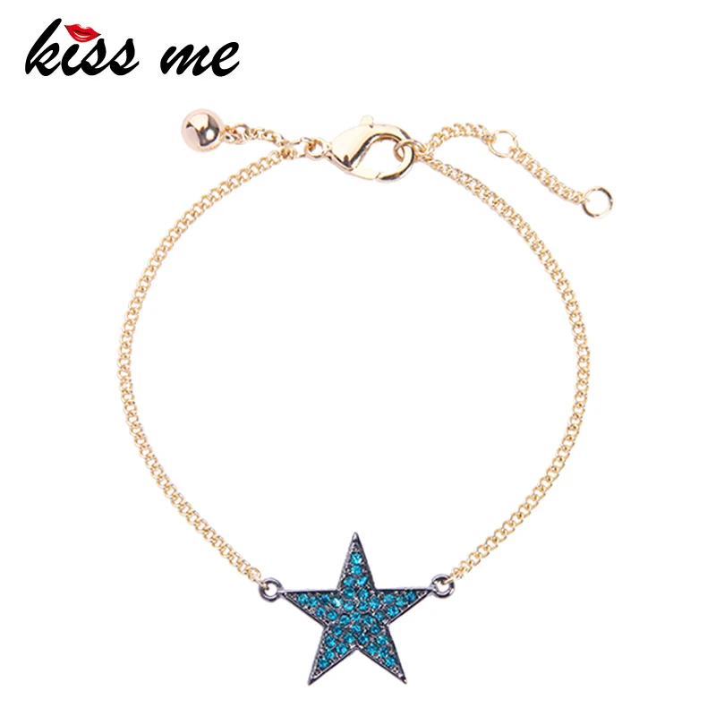 KISS ME Chic Blue & Clear Star/Pentagram Charm Bracelet Female New Simple Bracelets for Women Fashion Jewelry