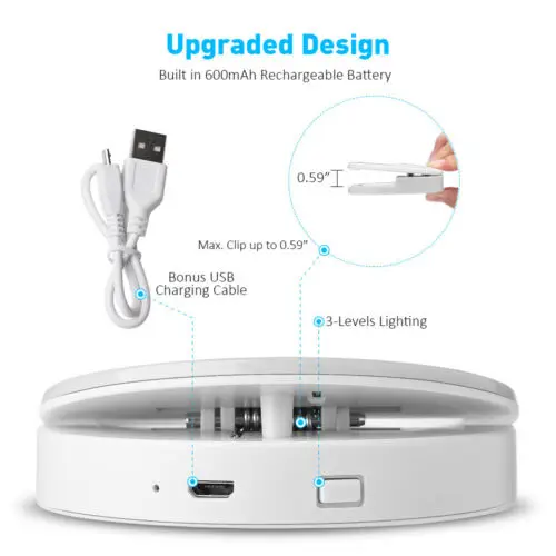 Кольцевая лампа для селфи с USB телефоном, заряжаемый круглый портативный светильник для фотосъемки, кольцо с тремя режимами затемнения, Универсальный светодиодный светильник для селфи