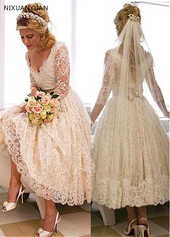 Женское кружевное свадебное платье ТРАПЕЦИЕВИДНОЕ ПЛАТЬЕ С V образным вырезом и
