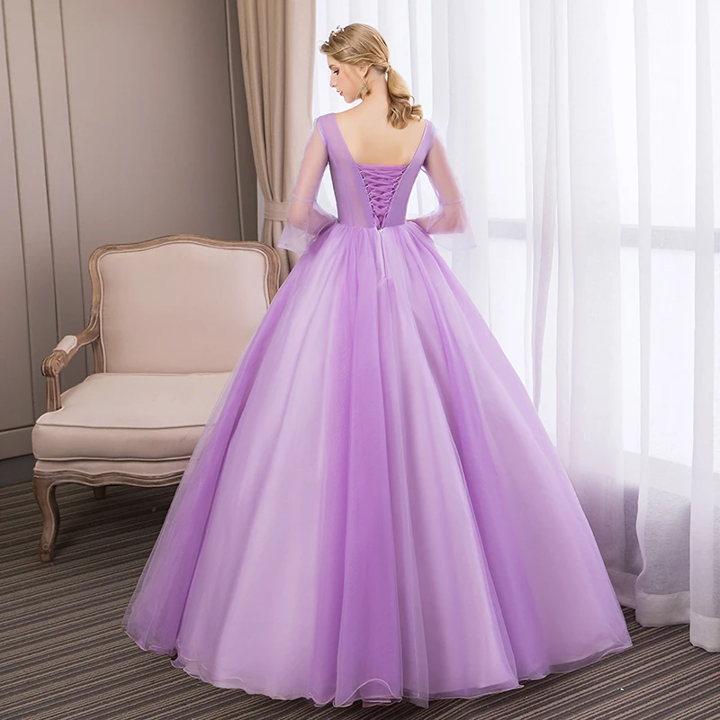 Mrs Win Vestidos De 15 Anos элегантное сексуальное бальное платье с рукавом три четверти и v-образным вырезом, винтажное бальное платье для вечеринки, бальные платья F