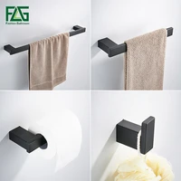 flg bathroom wall mount bath hardware sets towel bar robe hook paper holder black and white style accessories 4pcs set g120 4b