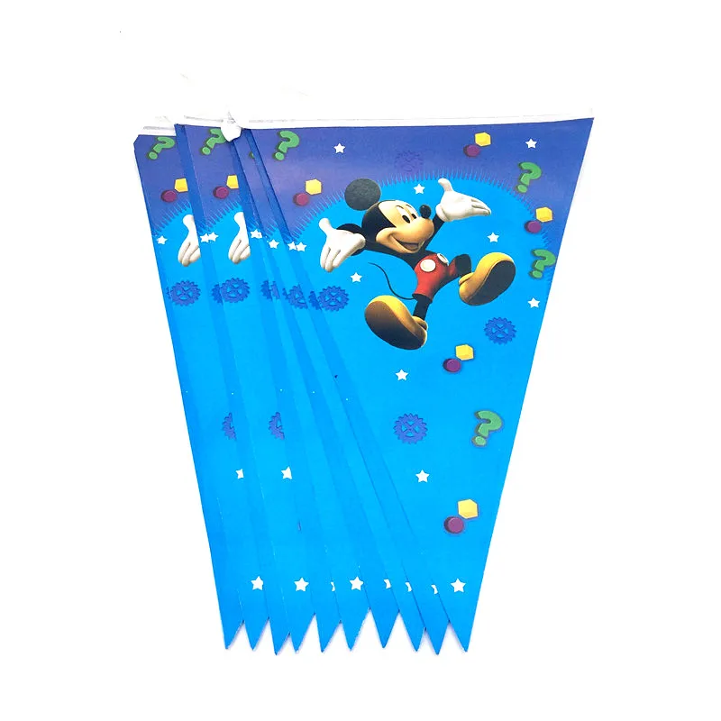 Flags-10Pcs Дисней мультфильм Синий Микки Маус тема бумажная посуда фестиваль семья вечерние день Рождения Кружки, тарелки, салфетки маска флаг поставка - Цвет: Flags-10Pcs