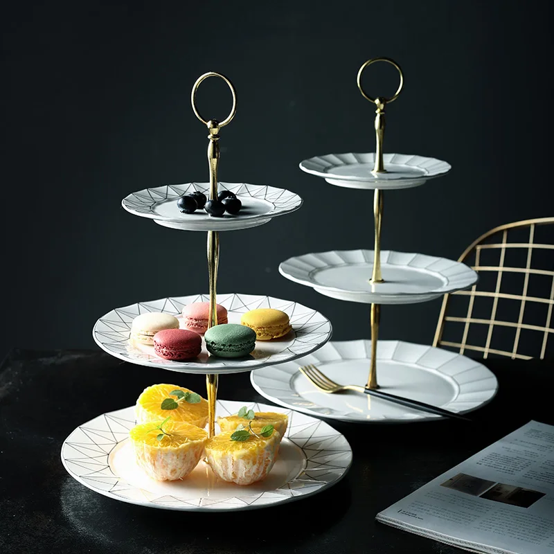 3 ярусный фруктовый десертный поднос башня десертные тарелки для свадебной