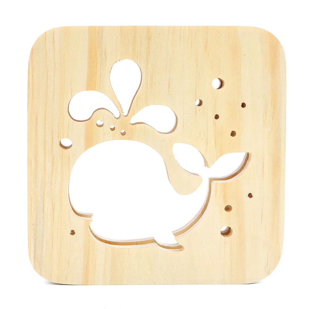 Кит светодиодный ночник из полой древесины резьба ремесло настольная лампа