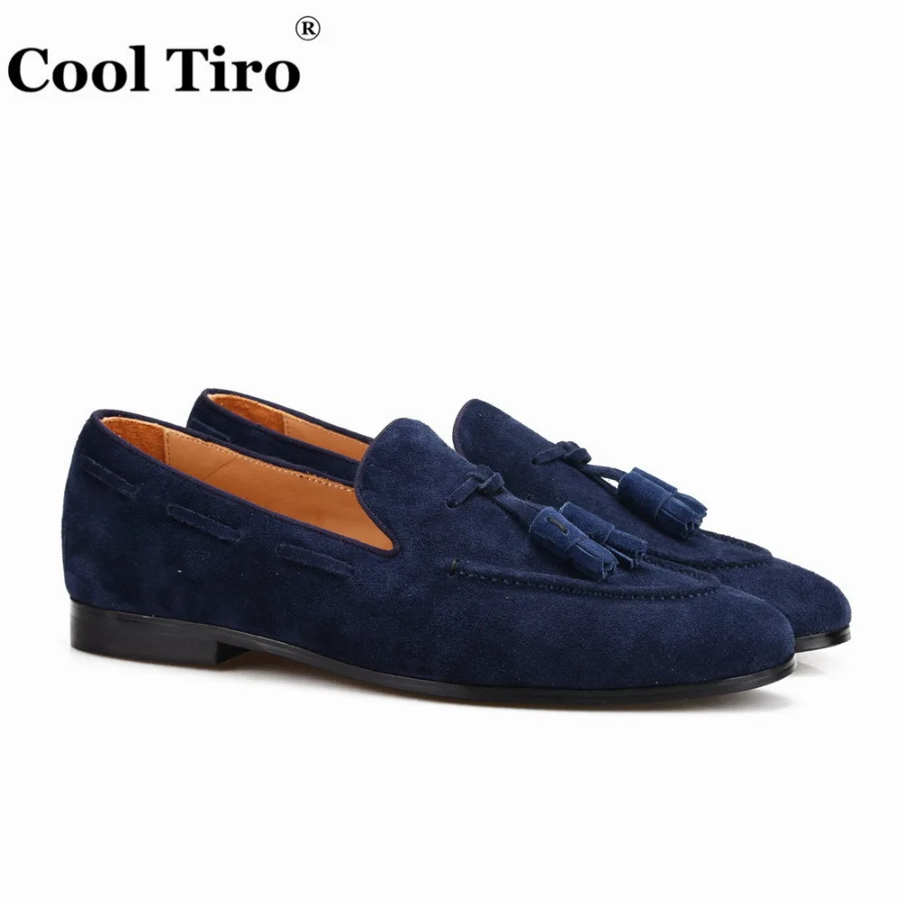 Cool Tiro/синие замшевые мокасины в бельгийском стиле; мужские мокасины; тапочки с кисточками; Повседневная обувь; свадебные модельные туфли из натуральной кожи на плоской подошве