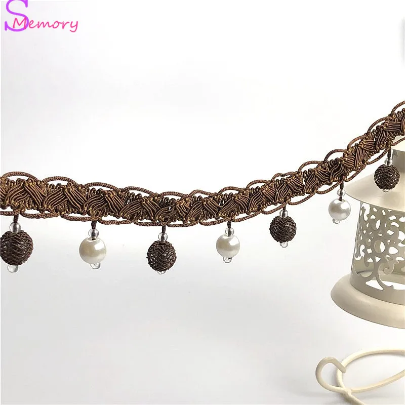 12M Crystal beads Curtain Trim Lace Tassels Europe Curtain Hanging Ball Tie Back Straps Holders Accessories Home Decoration