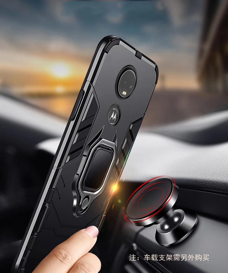 Противоударный защитный чехол для Motorola Moto G7 с держателем из ТПУ+ поликарбоната, задняя крышка для Moto G7 Plus, аксессуары, чехол для Moto G7 Play Fundas