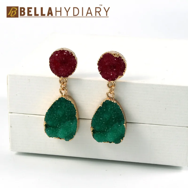 Модные серьги из смолы Druzy, серьги в форме капли воды для женщин, ювелирное изделие, массивные серьги Mujer Moda, подарки для женщин, аксессуары