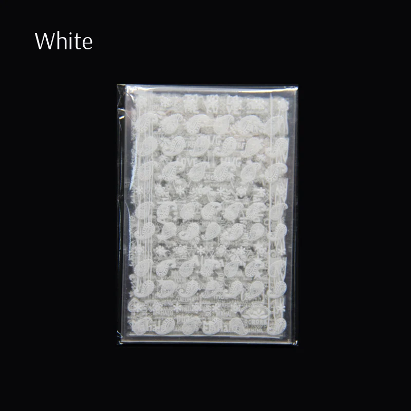 White 12 листов NailMAD геометрические треугольные наклейки для ногтей с узором пейсли кружева для ногтей 3D наклейки s - Цвет: White
