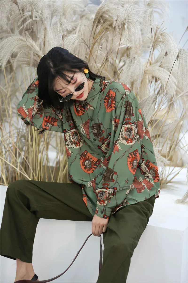Baroque Vintage lazy green French girl's shirt heart mache jacket Woman Lady T64 |