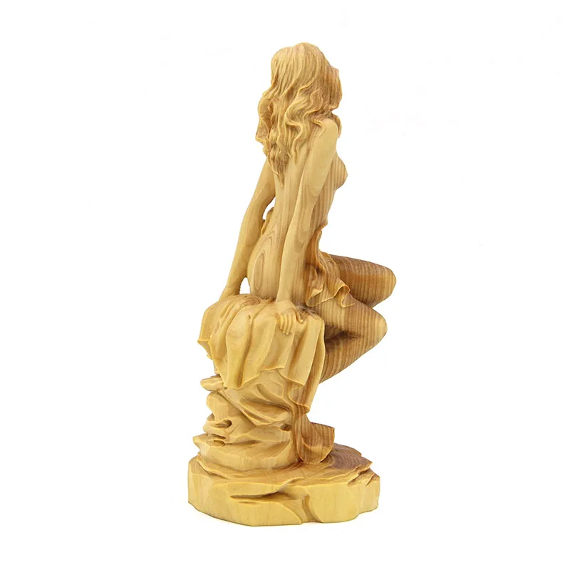 Household adornment boxwood carving character sculpture furnishing articles girl wild chrysanthemum flower crafts | Дом и сад