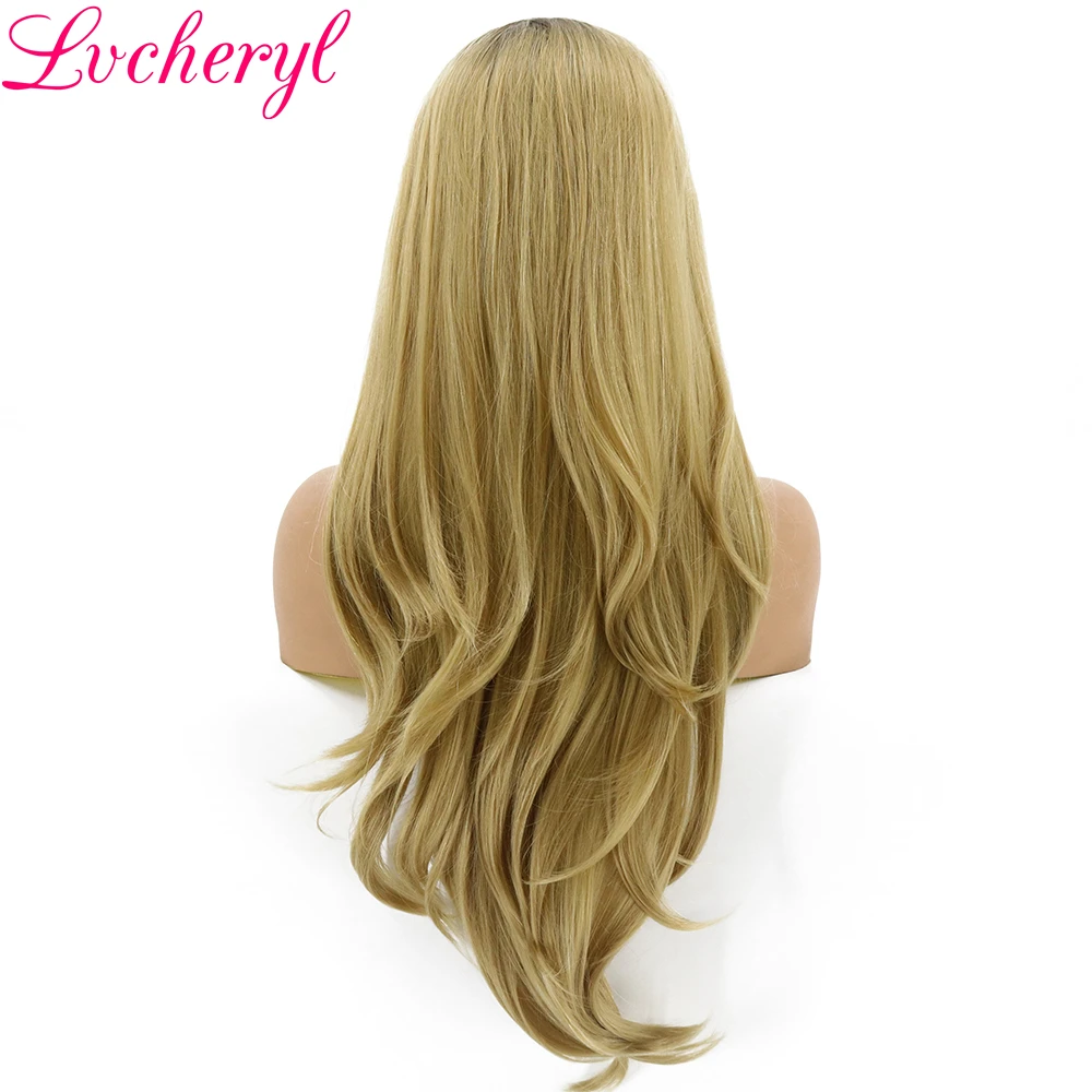 Lvcheryl Ombre блондинка темные корни естественный Длинные Волнистые жаропрочных